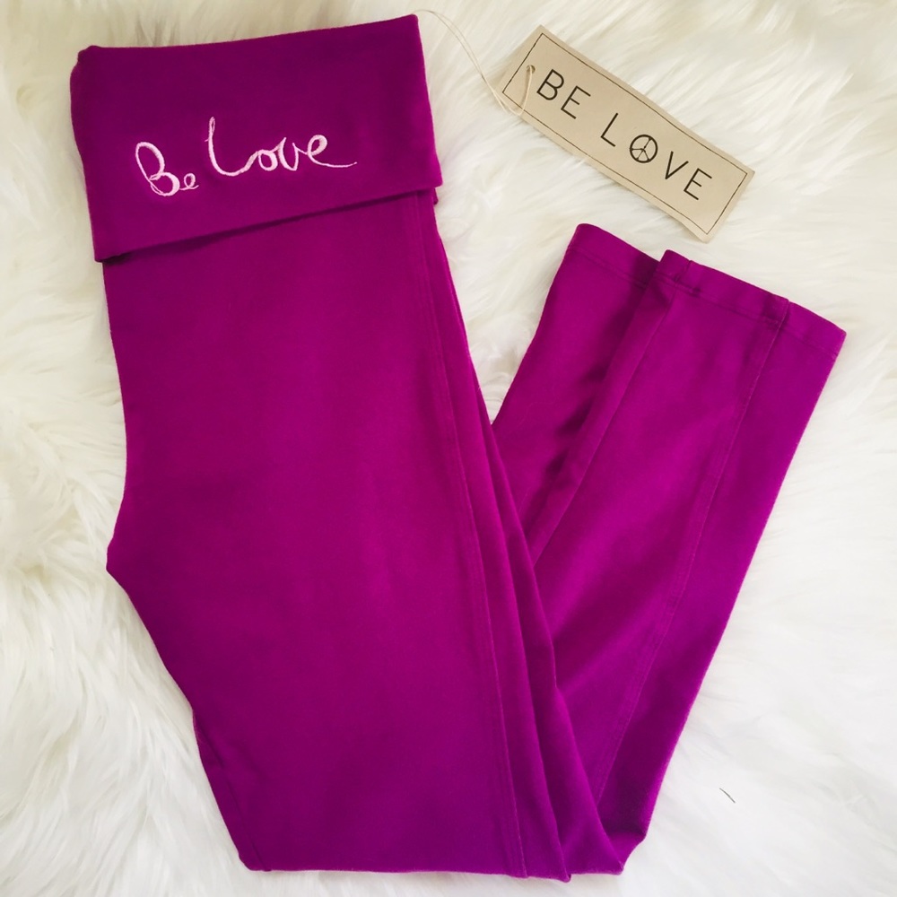 BARRE NWT Barre 3 BE LOVE Cropped Purple Leggings Yoga Pants Barre Pants